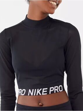 Nike Black Long-Sleeve Pro Crop Top
